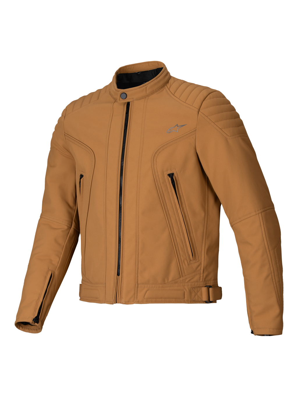 Veste Alpinestars Clayton WR, Utility Brown Light Gold, veste de moto en textile avec panneaux matelassés aux épaules et aux avant-bras, design urbain slim-fit avec poches zippées et finition déperlante.