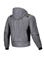 Alpinestars Veste Imperméable Mohobbs, veste de moto urbaine pour homme, grise et jaune, vue de dos avec capuche et logo astars
