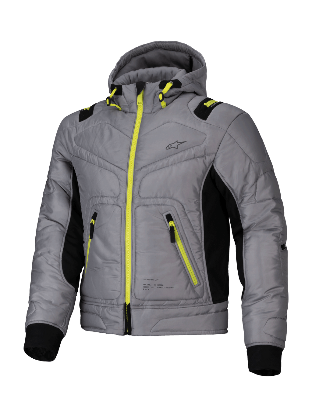 Alpinestars Veste Imperméable Mohobbs, veste de moto urbaine pour homme, grise et jaune, avec protections d'épaules et de coudes certifiées CE