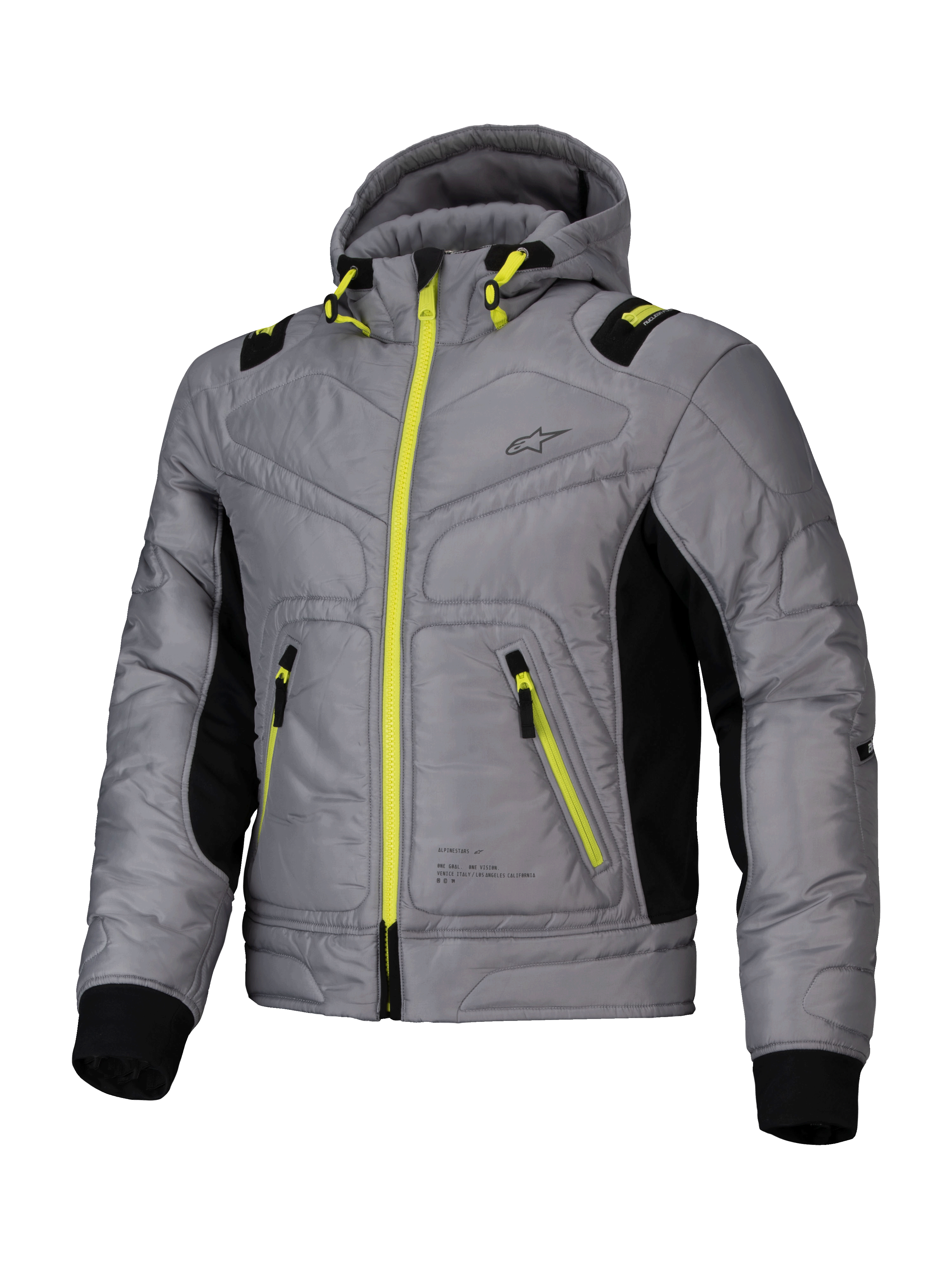 Alpinestars Veste Imperméable Mohobbs, veste de moto urbaine pour homme, grise et jaune, avec protections d'épaules et de coudes certifiées CE