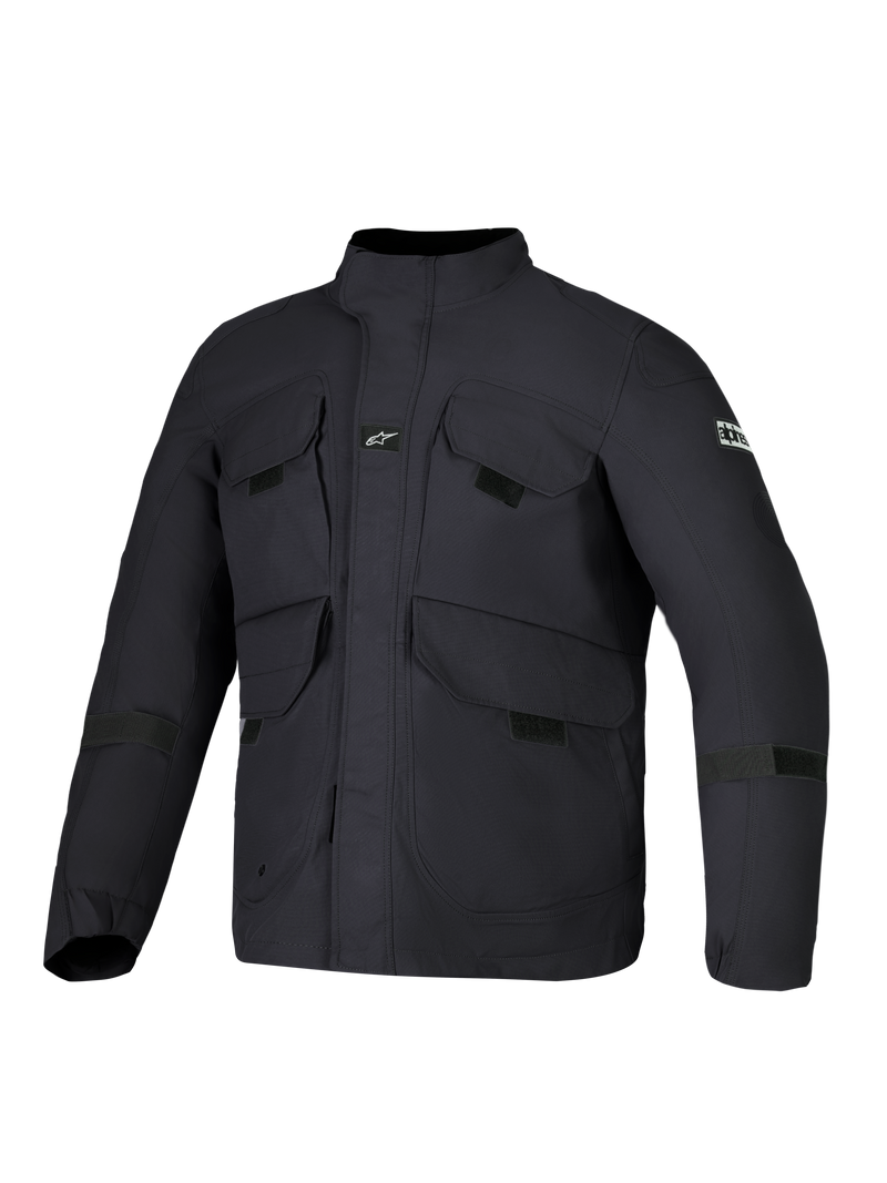 Alpinestars Altan Drystar Jacket, Black, urban contemporary waterproof motorcycle utility jacket featuring dual-entry cargo pockets and CE certified protection