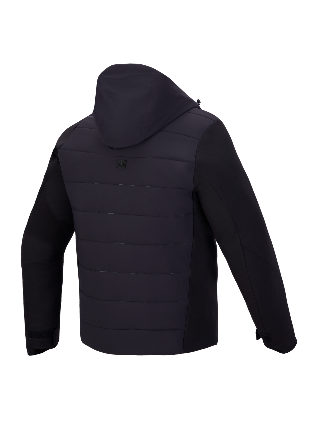 Alpinestars Therma Tech WP, veste de moto urbaine imperméable pour homme, vue de dos, noire, avec capuche intégrée et construction rembourrée