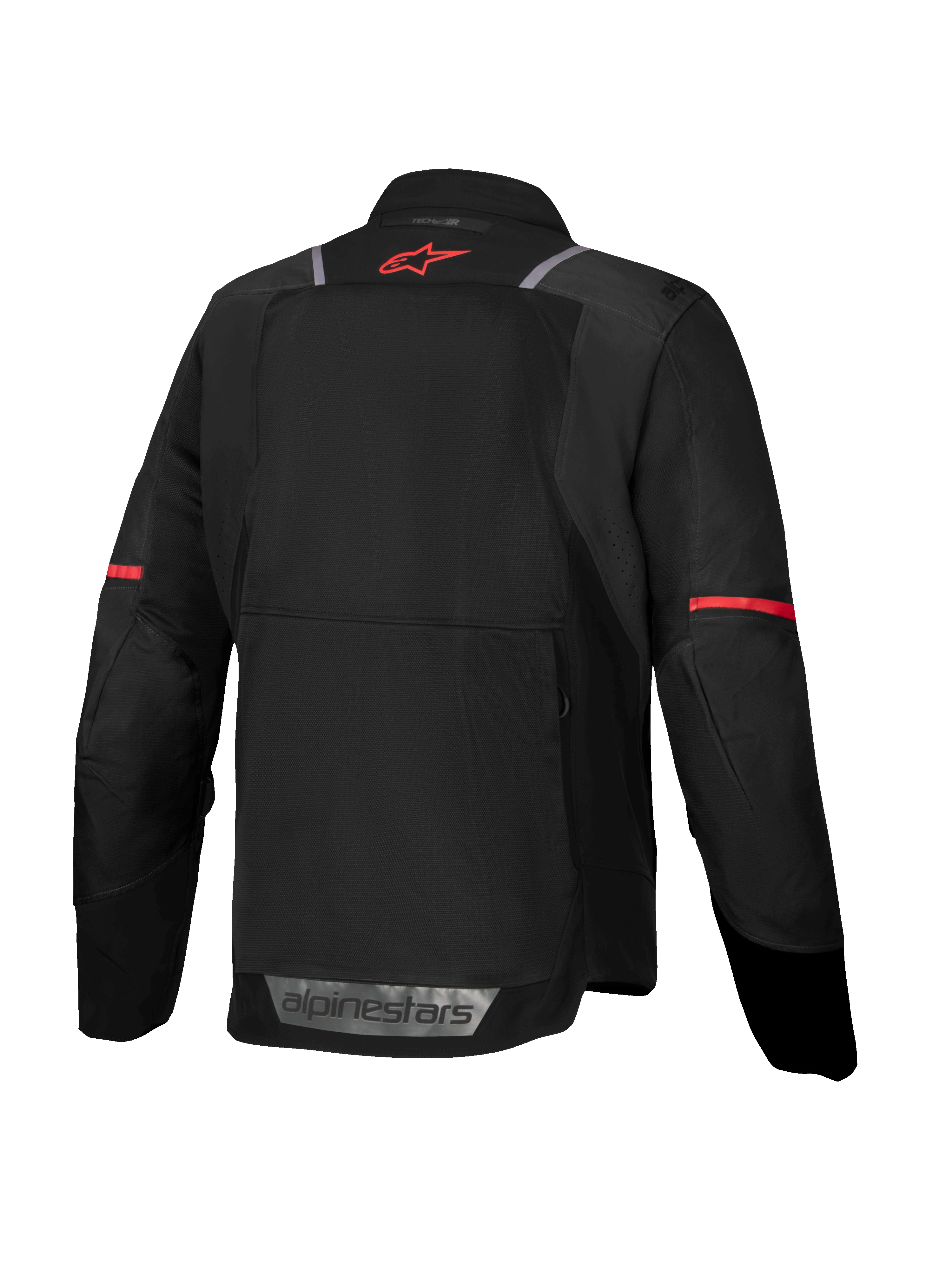 Veste de moto Alpinestars ST-2 Air, homme, noire et rouge, vue de dos avec mesh, compatible Tech-Air et réfléchissante.