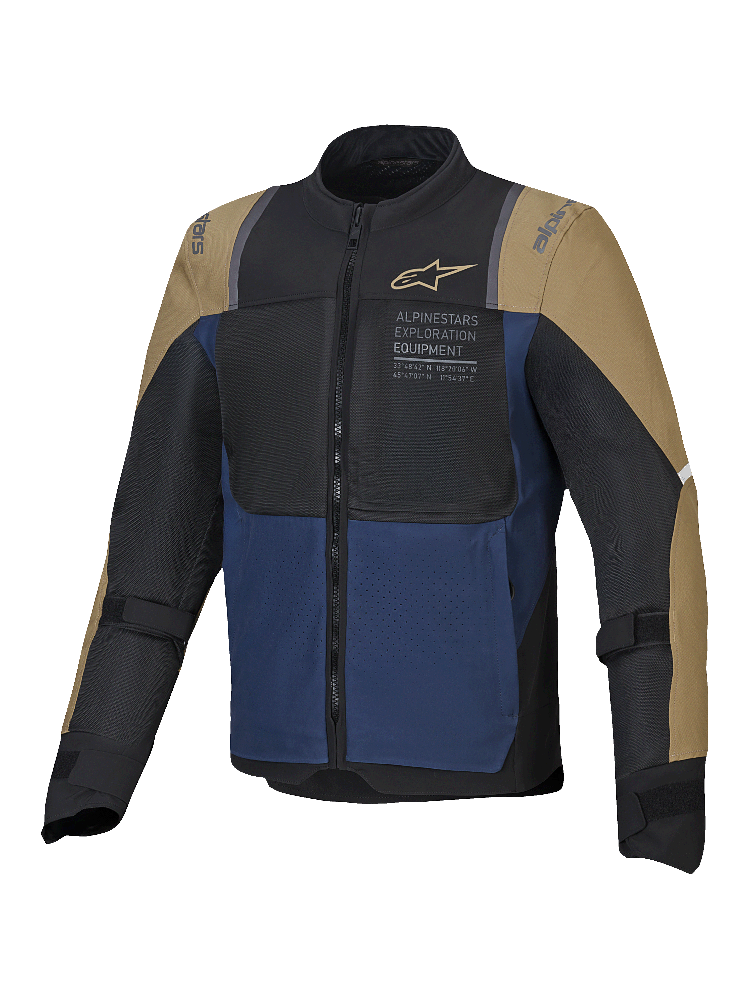 Alpinestars Veste ST-2 Air, veste de moto touring d'été, bleue, kaki foncé et noire, certifiée CE Classe AA avec compatibilité Tech-Air et ventilation en mesh