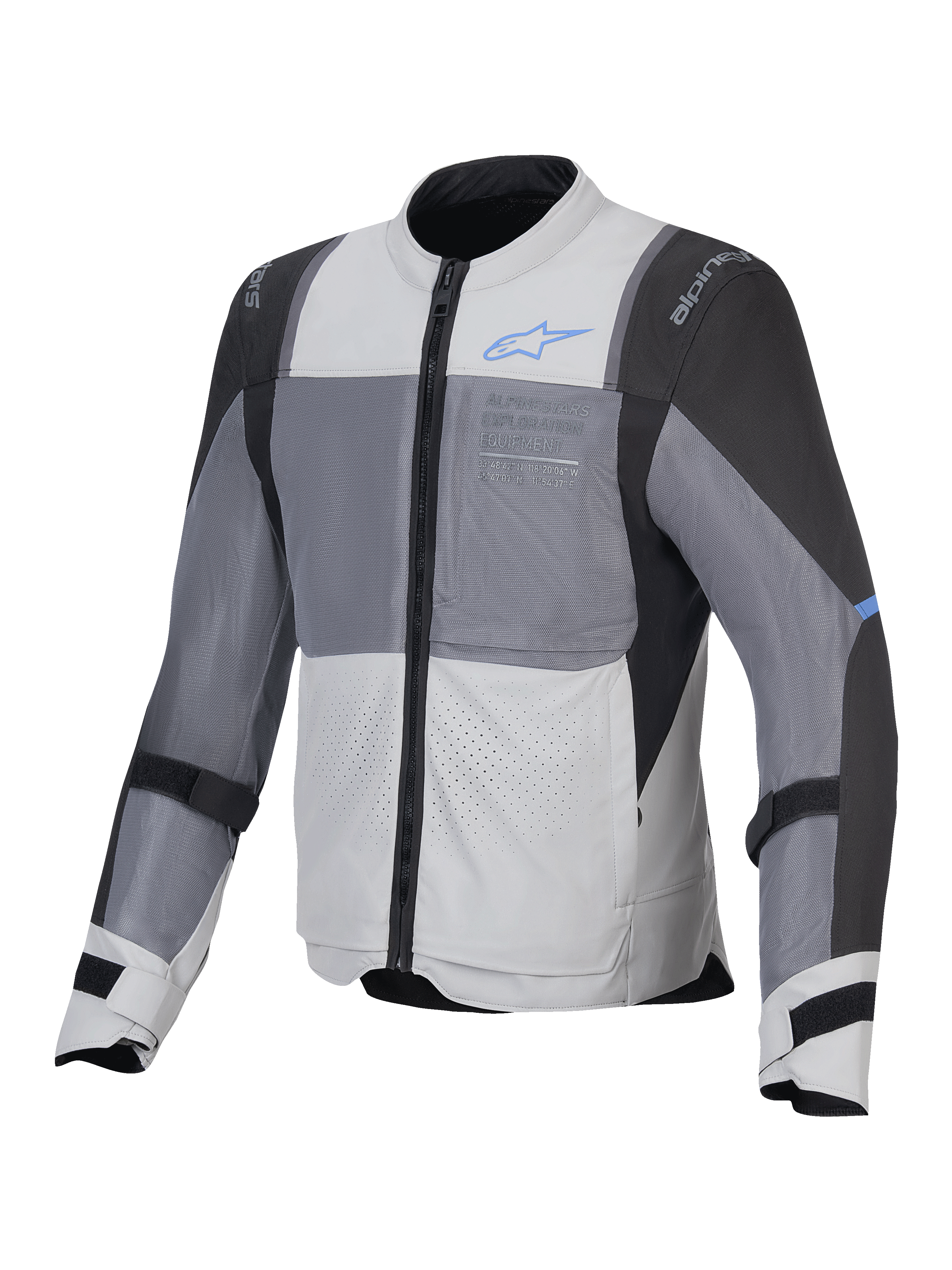 Alpinestars Veste Air ST-2, veste de moto touring pour homme, gris clair, gris foncé et noire, certifiée CE Classe AA, avec panneaux de ventilation en mesh et protections Nucleon Flex Plus