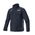 Alpinestars MO.ST.EQ Field Waterproof Primaloft Jacket, veste de moto urbaine, noir, style Field Jacket, quatre poches avant à rabat, col montant avec cordons de serrage, construction en Ripstop durable avec patchs logo