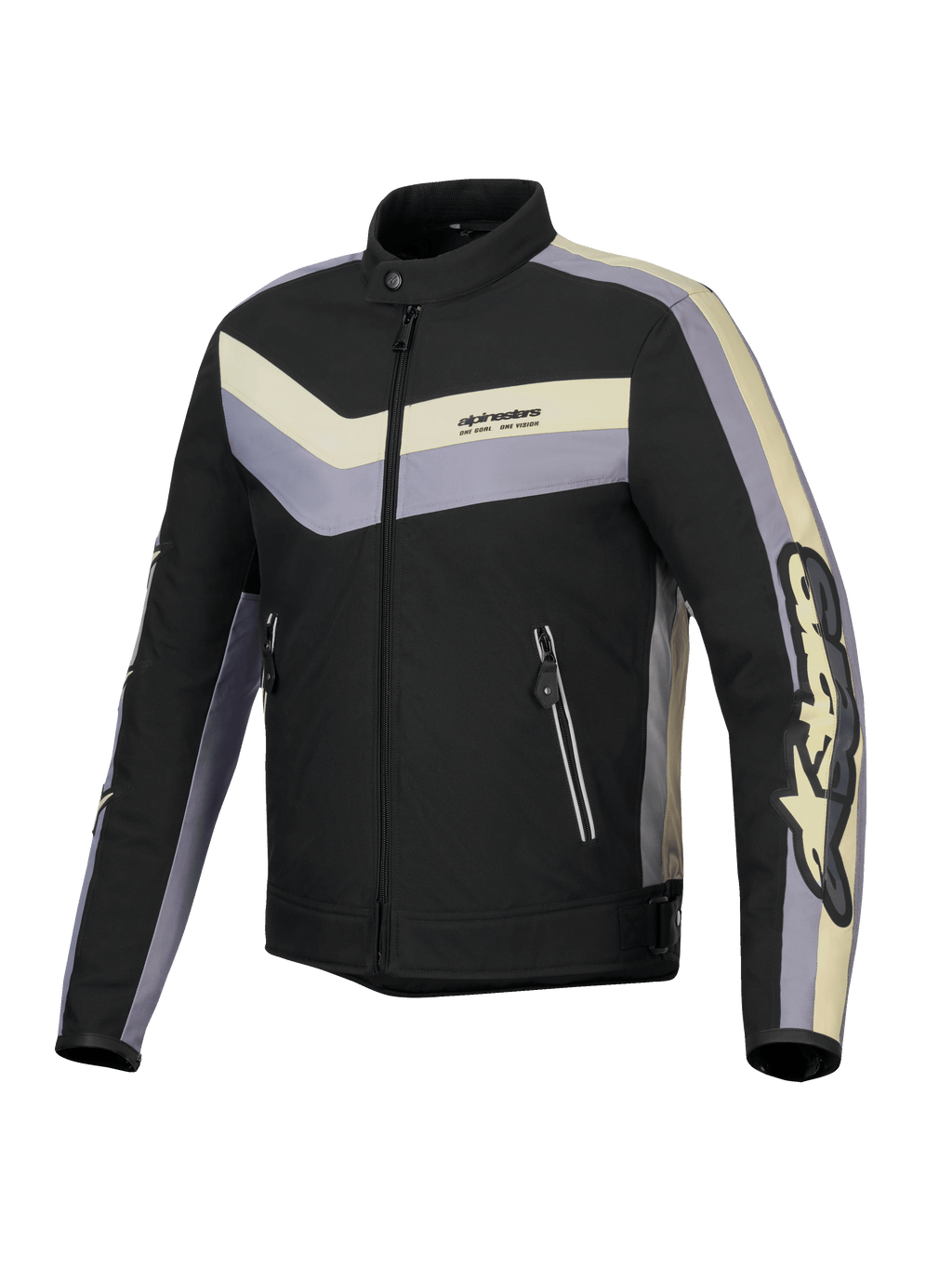 Alpinestars Veste T-Dyno Résistant À L'Eau, blouson de moto textile pour homme, noir, gris foncé et écru, certifié CE avec une coupe biker d'inspiration vintage