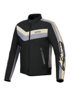 Alpinestars Veste T-Dyno Résistant À L'Eau, blouson de moto textile pour homme, noir, gris foncé et écru, certifié CE avec une coupe biker d'inspiration vintage