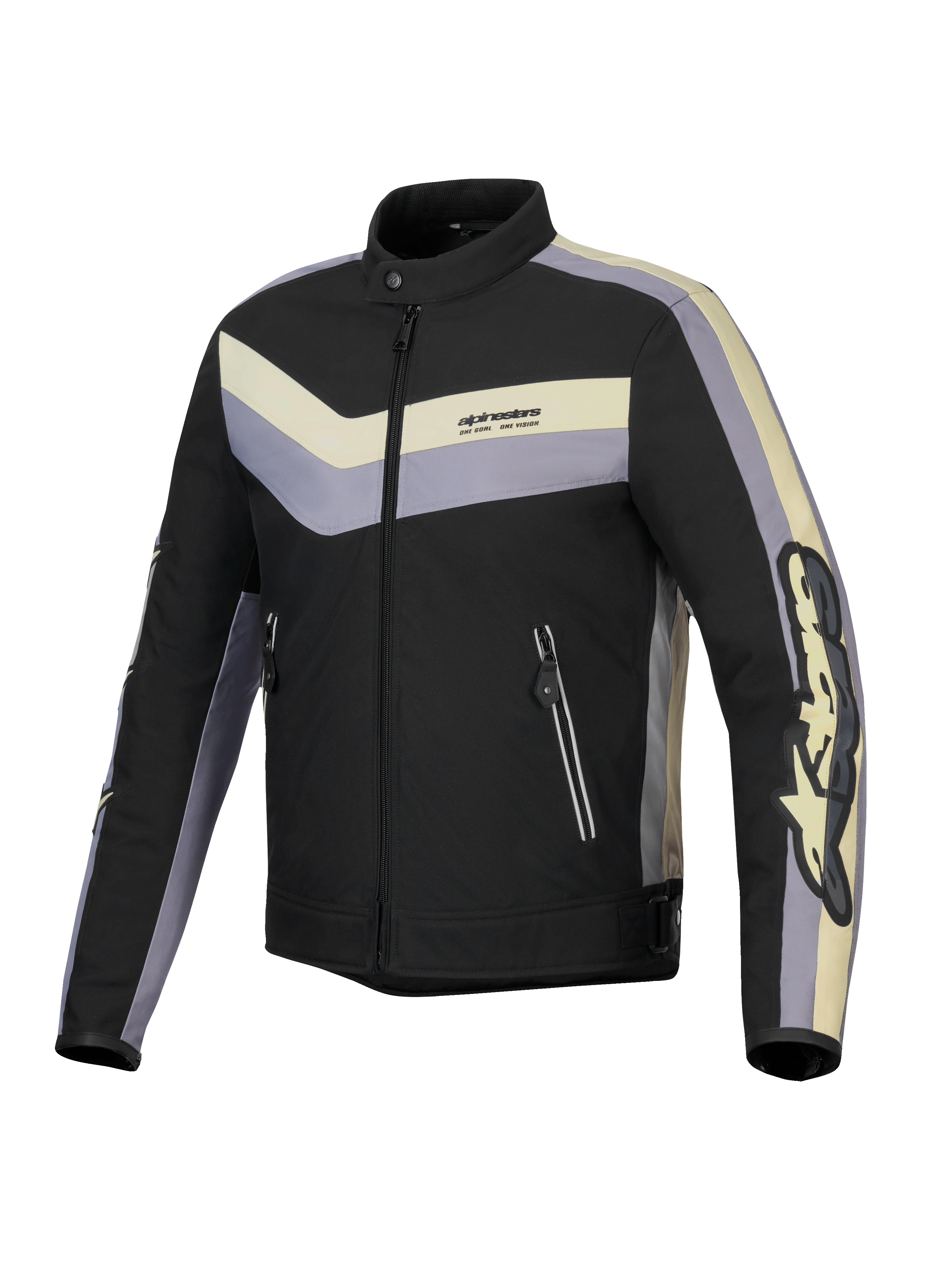 Alpinestars Veste T-Dyno Résistant À L'Eau, blouson de moto textile pour homme, noir, gris foncé et écru, certifié CE avec une coupe biker d'inspiration vintage