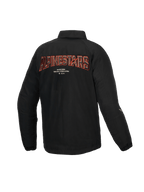 Alpinestars Veste Résistant À L’Eau Revved, veste de moto urbaine pour homme noire, vue de dos avec broderie 3D sur le dos, satin résistant à l'eau certifiée CE niveau A