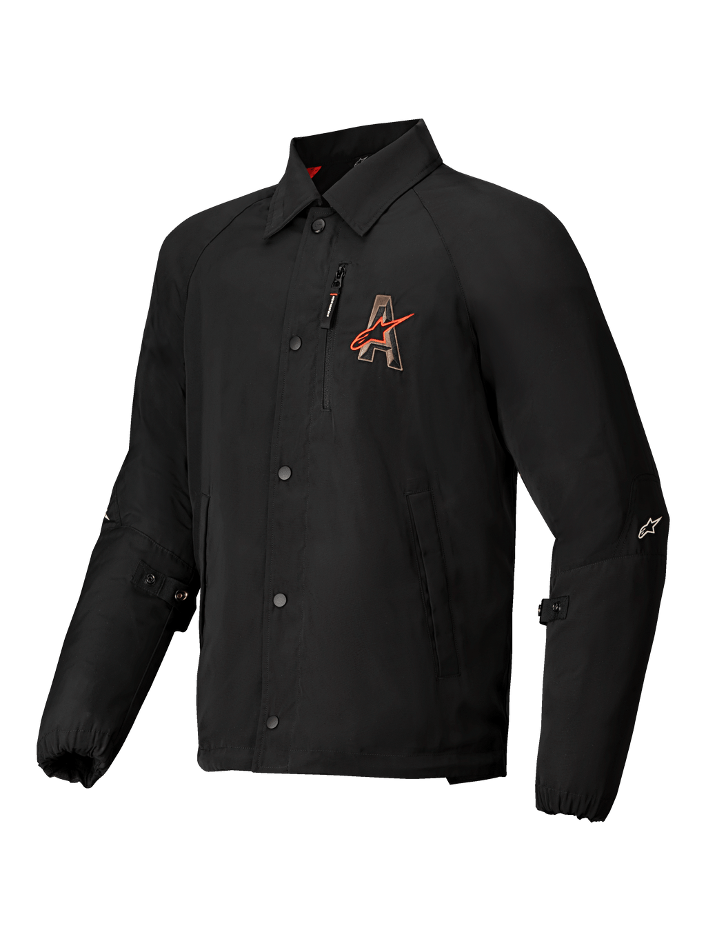 Alpinestars Veste Résistant À L’Eau Revved, blouson de moto urbain noir avec broderie 3D et fermeture à boutons-pression, certifié CE niveau A