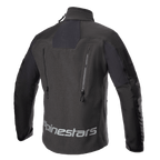 Veste Alpinestars Hyde XT Drystar® XF, veste de moto, noire, vue de dos présentant un large logo Alpinestars réfléchissant dans le bas du dos, deux aérations verticales zippées et des panneaux en ripstop texturé.