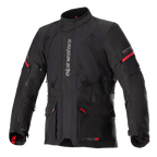 Alpinestars Monteira Drystar XF Jacket, Black and Bright Red, Adventure touring motorcycle jacket, waterproof laminated construction, featuring multiple utility pockets and adjustable straps, durable textile for all-weather protection