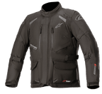 Alpinestars Andes V3 Drystar, veste de moto touring aventure, noire avec logos blancs et rouges, multiples poches cargo imperméables, sangles réglables pour un ajustement personnalisé, construction textile résistante aux intempéries, panneaux réfléchissants pour la visibilité