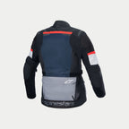 Alpinestars Veste Andes Air Drystar®, veste de moto adventure touring pour homme, bleue, noire et grise, vue de dos montrant les panneaux de ventilation en maille 2D et la poche arrière