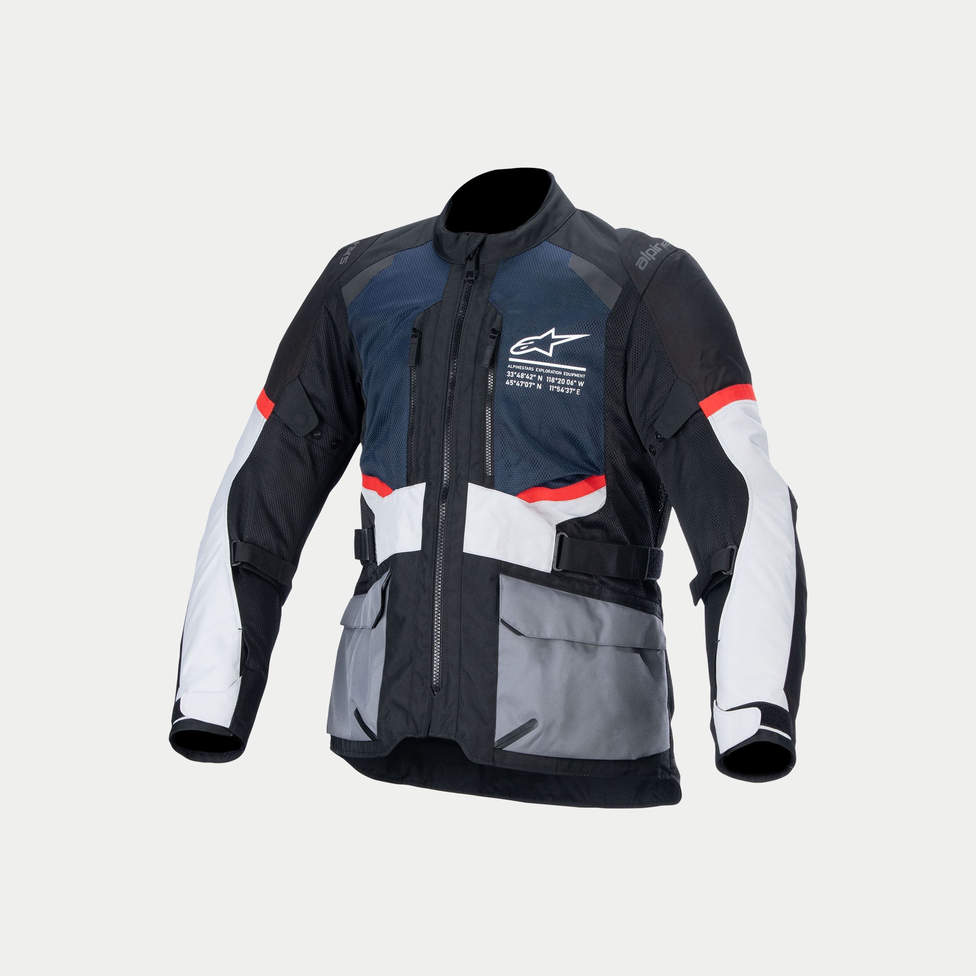 Alpinestars Veste Andes Air Drystar, veste de moto adventure touring pour homme, bleue, noire et grise, certifiée CE avec compatibilité Tech-Air et ventilation