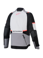 Veste Alpinestars Stella Andes V4 Drystar pour femme, grise et noire, vue de dos avec poche de rangement arrière.