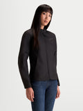 Alpinestars Stella C-1 Waterproof Veste, veste de moto urbaine pour femme noire, vue de face portée par un modèle mettant en valeur la construction textile et le col ergonomique