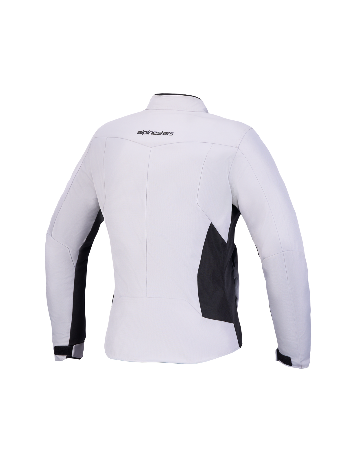 Alpinestars Stella C-1 Waterproof, veste de moto urbaine pour femme, grise et noire, vue de dos montrant le motif dorsal 3D et le logo Alpinestars