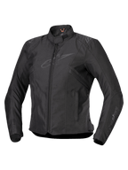 Alpinestars Stella T-SPS V2 Waterproof Jacket, veste de moto pour femme, noire, fermeture éclair frontale, col à profil bas, logos subtils sur la poitrine et les manches, tissu textile durable avec une coupe sport ajustée, équipement de moto professionnel