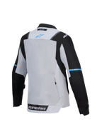 Alpinestars Veste Stella ST-2 Air, veste de moto touring pour femme, vue de dos avec panneau de ventilation en mesh et poche arrière, gris glacier et noire avec logo bleu, certifiée CE niveau AA, compatible Tech-Air