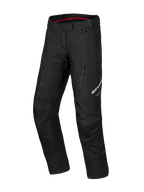 Alpinestars Honda ST-1, pantalon de touring moto imperméable, noir avec détails intérieurs rouges, poches cargo zippées sur les cuisses, jambes ergonomiques pré-courbées avec genoux renforcés, équipement d'aventure textile imperméable