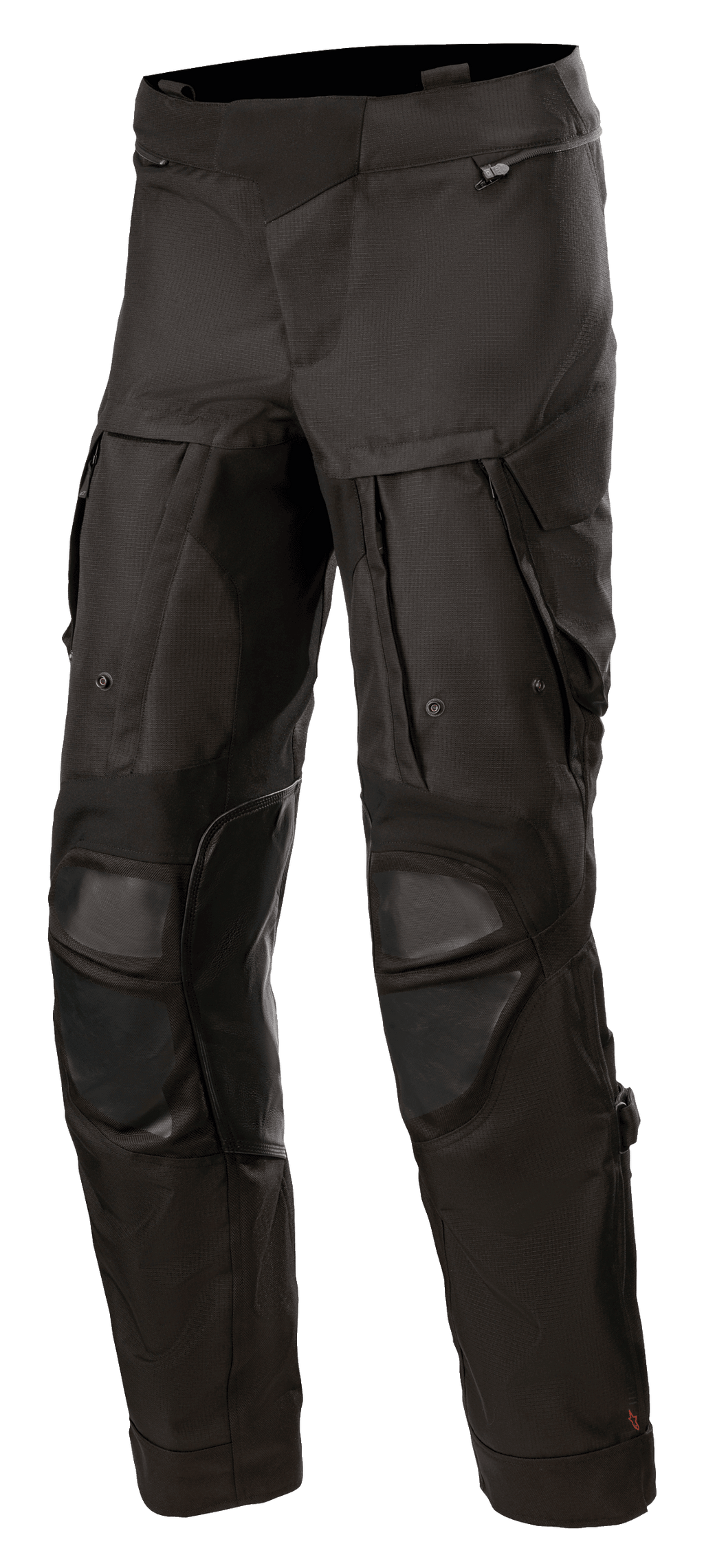 Pantalon Alpinestars Halo Drystar®, pantalon de moto touring aventure noir, doté de larges panneaux de ventilation sur les cuisses, de protections de genoux renforcées, de poches zippées et d'une construction textile durable pour une utilisation toutes saisons