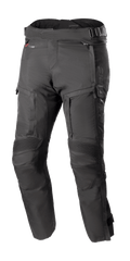 Alpinestars Bogota Pro Drystar 4 Seasons Pants Short, Black Motorcycle Touring Pants, Waterproof and Breathable, Reinforced Accordion Knee Panels, Adjustable Waist Straps, Zippered Ventilation and Pockets, Durable Ripstop Fabric, All-Season Protection