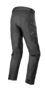 Alpinestars Andes Air Drystar® Pants, pantalon de moto, noir, vue arrière montrant de larges panneaux en mesh pour la circulation de l'air, des poches cargo et des sangles auto-agrippantes réglables aux mollets et aux chevilles, construction textile durable pour le touring d'aventure