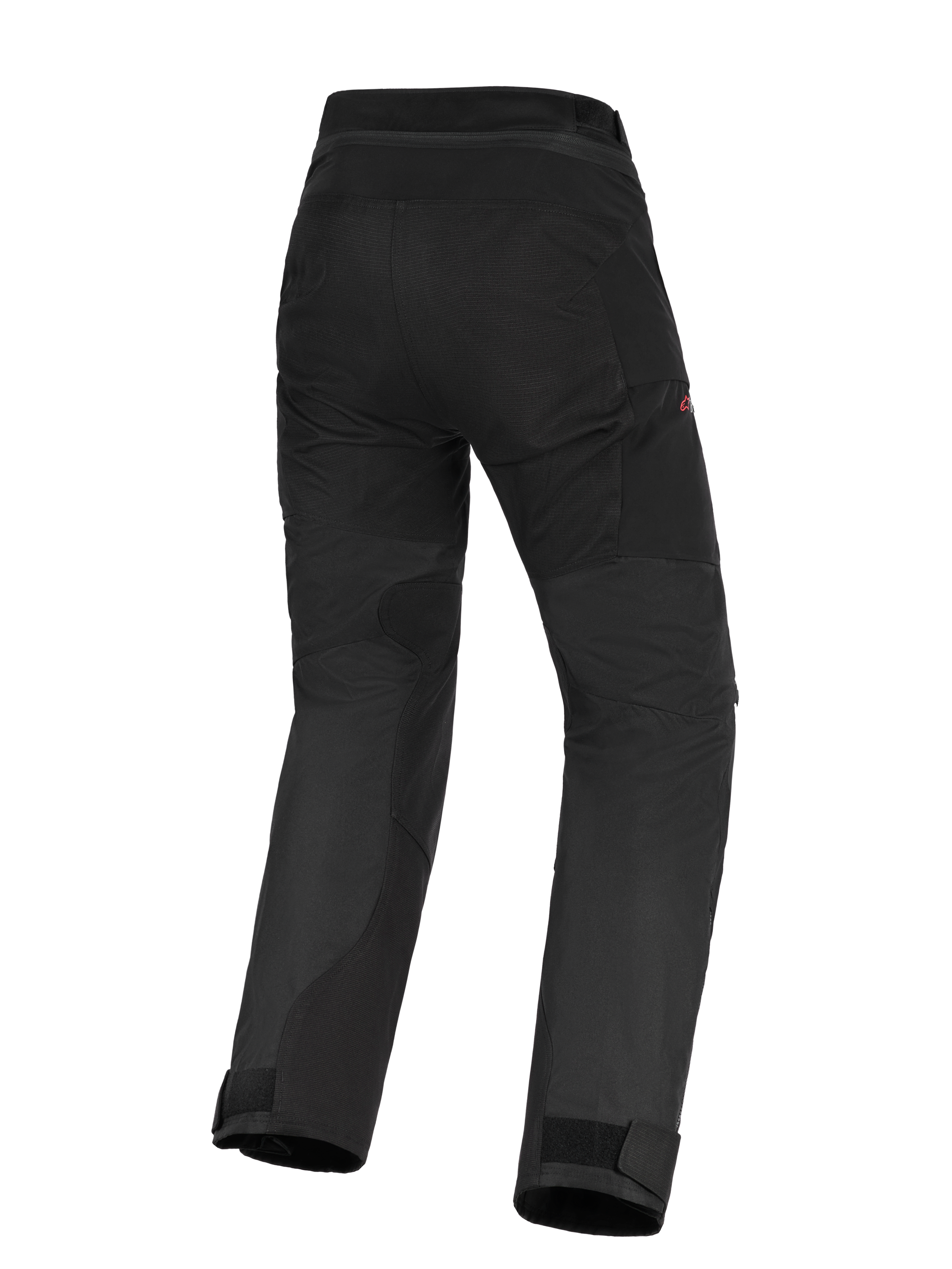 Alpinestars Stella Andes V4 Drystar® pour femme, pantalon de moto adventure-touring noir, vue arrière montrant l'assise renforcée et les panneaux intérieurs des jambes, conception taille haute et chevilles ajustables