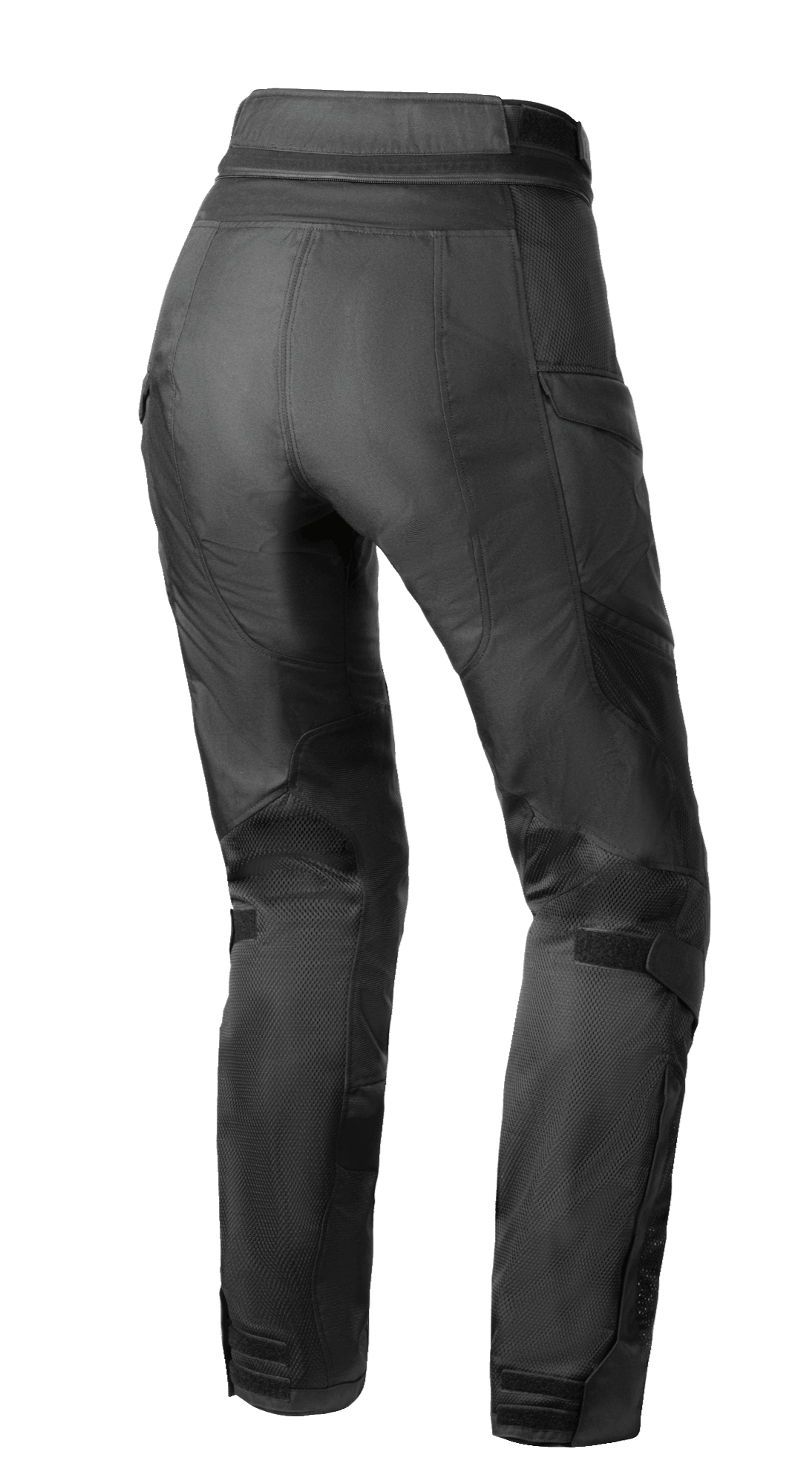 Pantalon Alpinestars Stella Andes Air Drystar®, pantalon de moto pour femme, noir, vue arrière montrant la ventilation en maille sur les mollets et les cuisses, le bas du dos allongé et le zip de raccordement à la taille