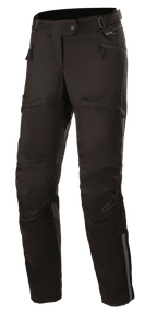 Alpinestars Stella AST-1 V2 Waterproof Pants, pantalon de moto touring pour femme, noir, avec poches zippées, empiècements renforcés aux genoux, ceinture réglable et détails réfléchissants