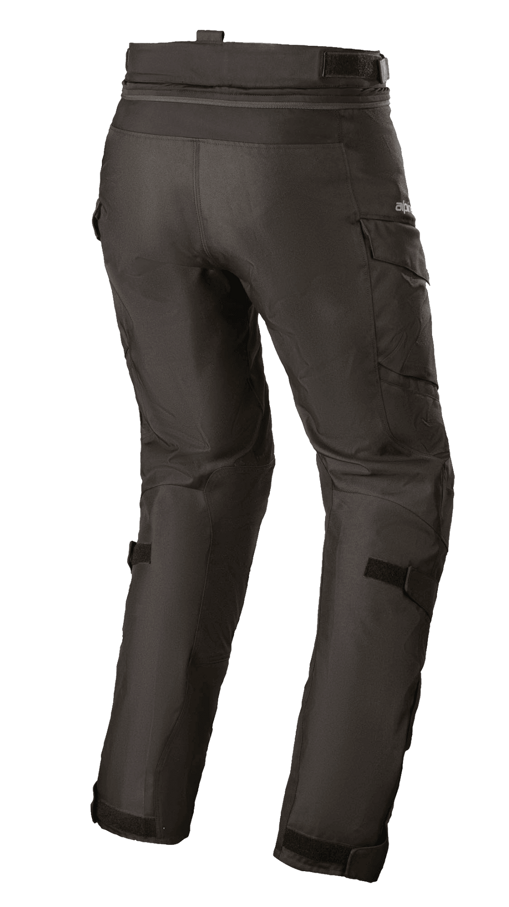 Pantalon femme Alpinestars Stella Andes V3 Drystar®, pantalon de moto touring aventure, noir, vue arrière présentant des poches cargo et des sangles de mollet réglables, construction textile durable avec technologie imperméable Drystar®