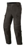 Alpinestars Stella Andes V3 Drystar pour femme, pantalon de touring moto noir, construction textile imperméable et respirante, panneaux renforcés aux genoux et aux cuisses, aérations zippées aux cuisses, poches cargo et taille ajustable pour le touring d'aventure.