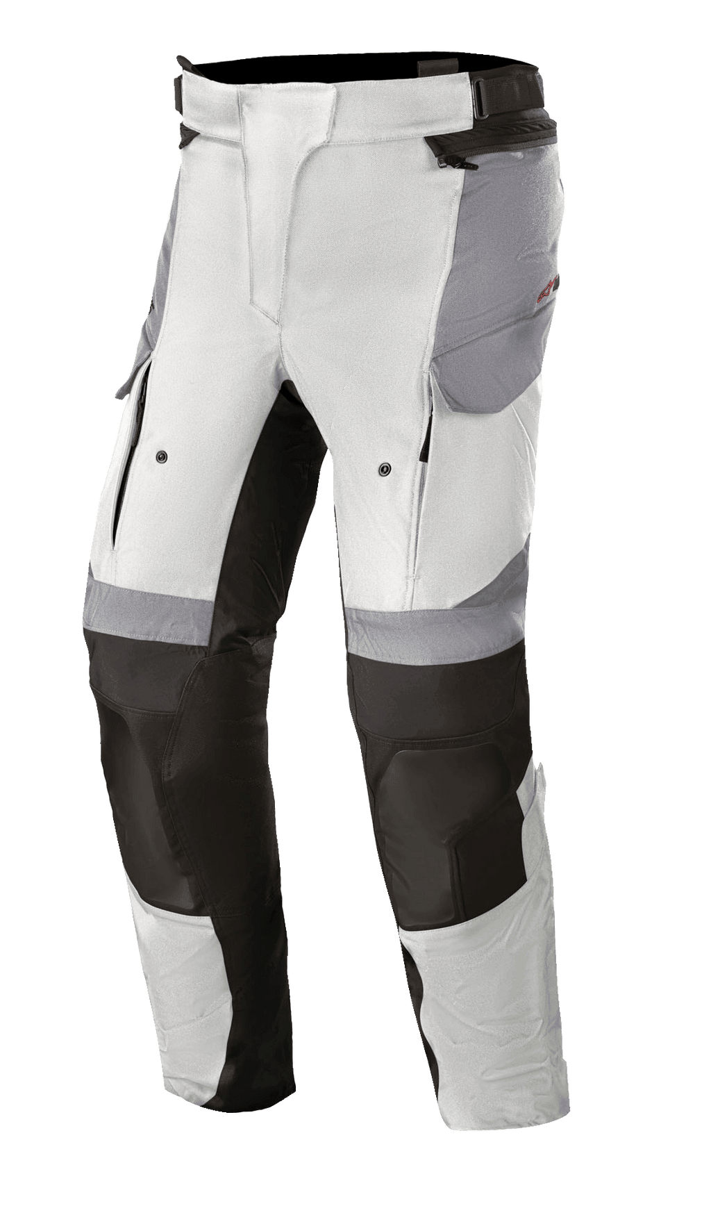 Alpinestars Stella Andes V3 Drystar®, pantalon de moto adventure touring pour femme, gris glace et gris foncé, avec aérations zippées à l'avant, poches cargo et genoux renforcés, conçu pour le touring toutes saisons