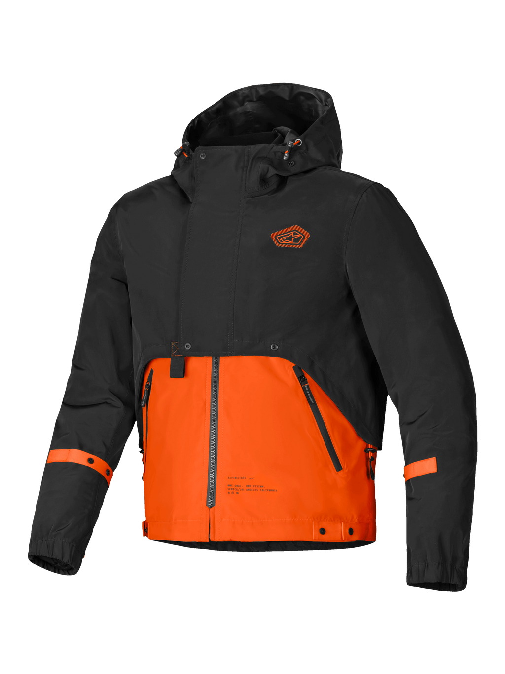 Alpinestars Parka Imperméable Mootant, veste de moto urbaine pour homme avec capuche, noire et orange, design modulaire 4 saisons avec protection certifiée CE