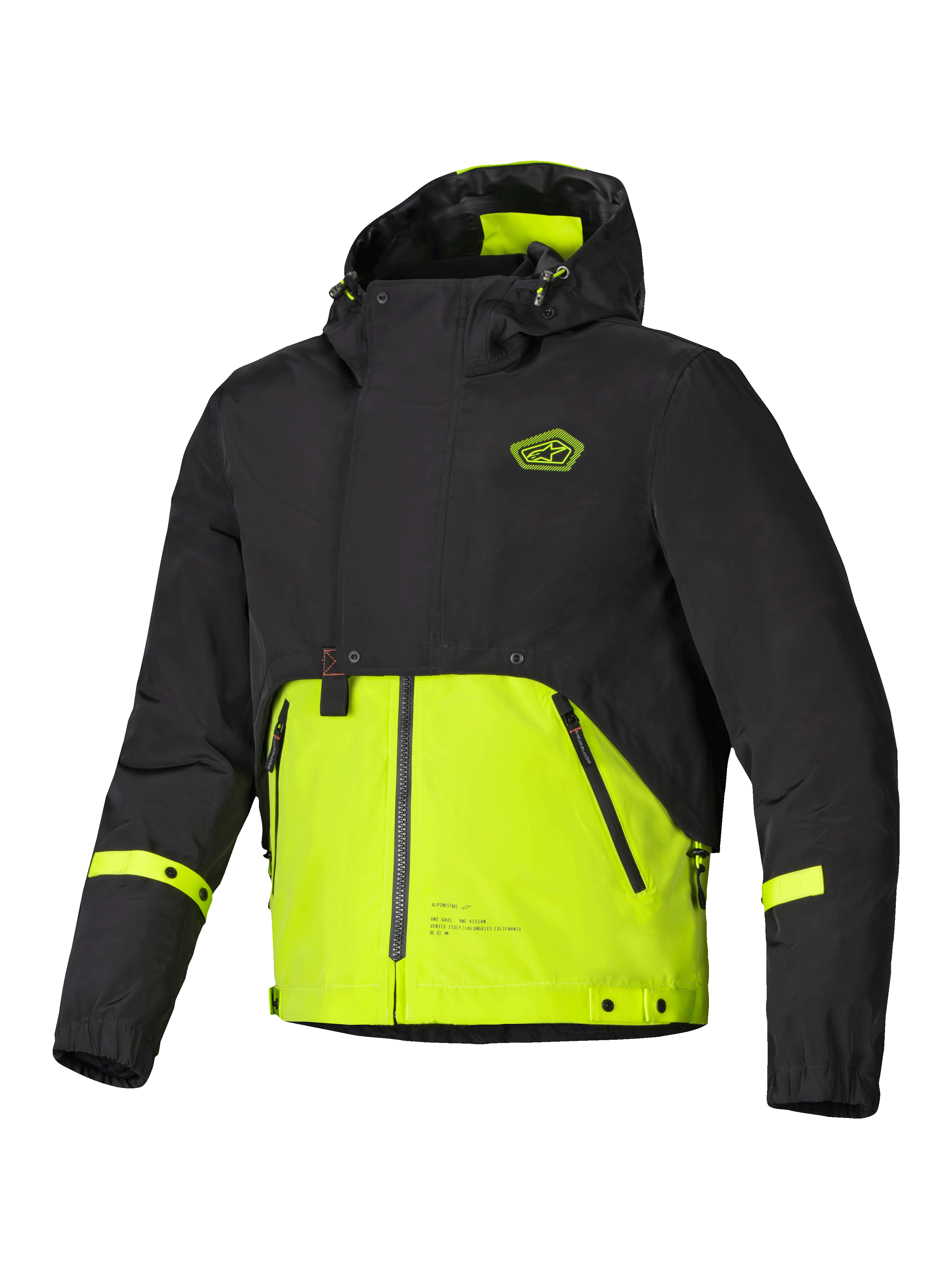 Alpinestars Parka Imperméable Mootant, parka de moto urbaine modulaire pour homme, noire et vert lime, certifiée CE