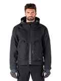 Alpinestars Morush Waterproof Parka, veste de moto urbaine noire pour homme avec capuche et grandes poches zippées.