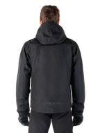 Parka imperméable Morush Alpinestars noire pour homme, vue arrière avec capuche et logo réfléchissant MO.ST.EQ.