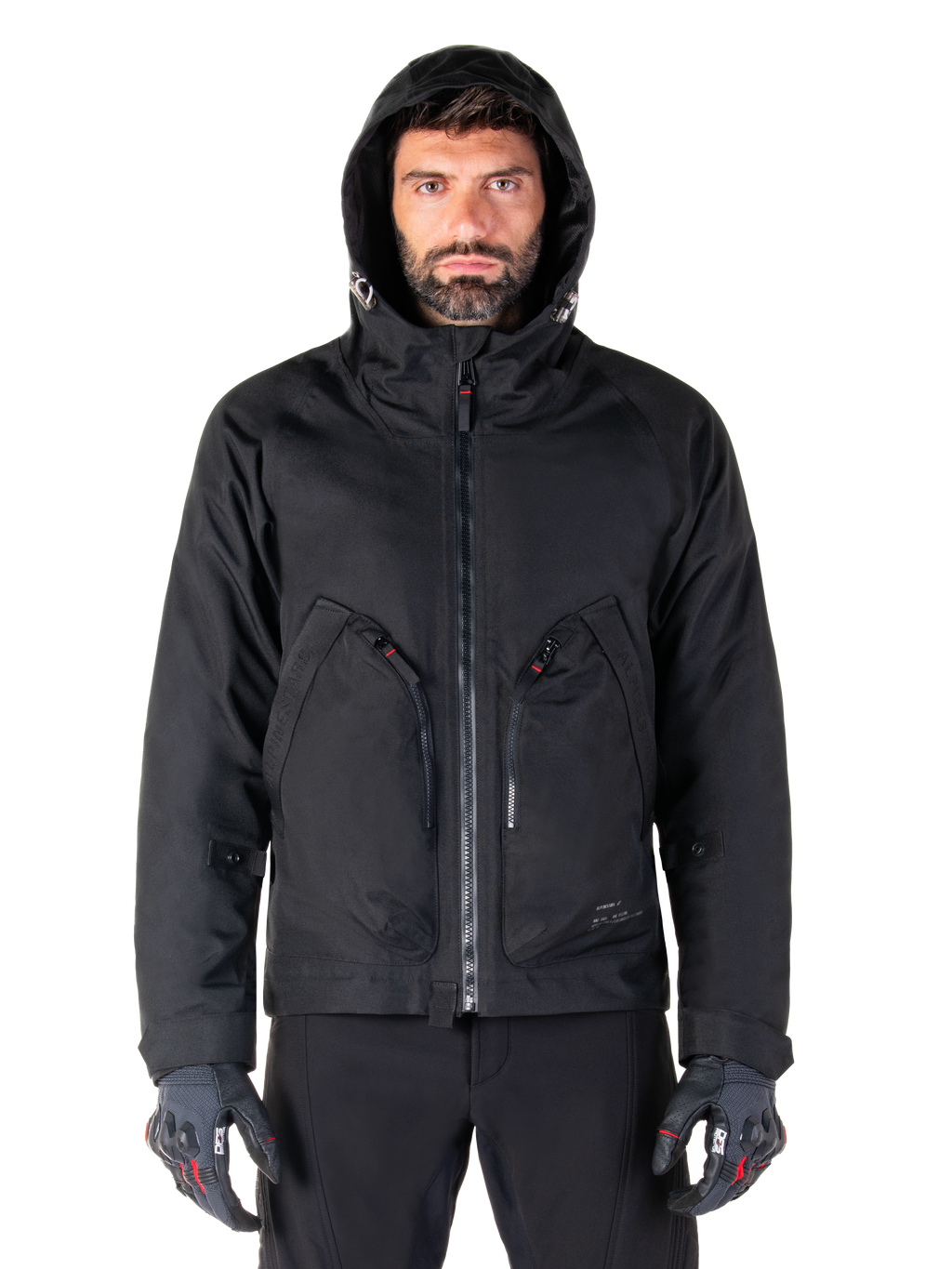 Alpinestars parka imperméable Morush, veste de moto urbaine pour homme, noire, textile avec capuche anti-tempête