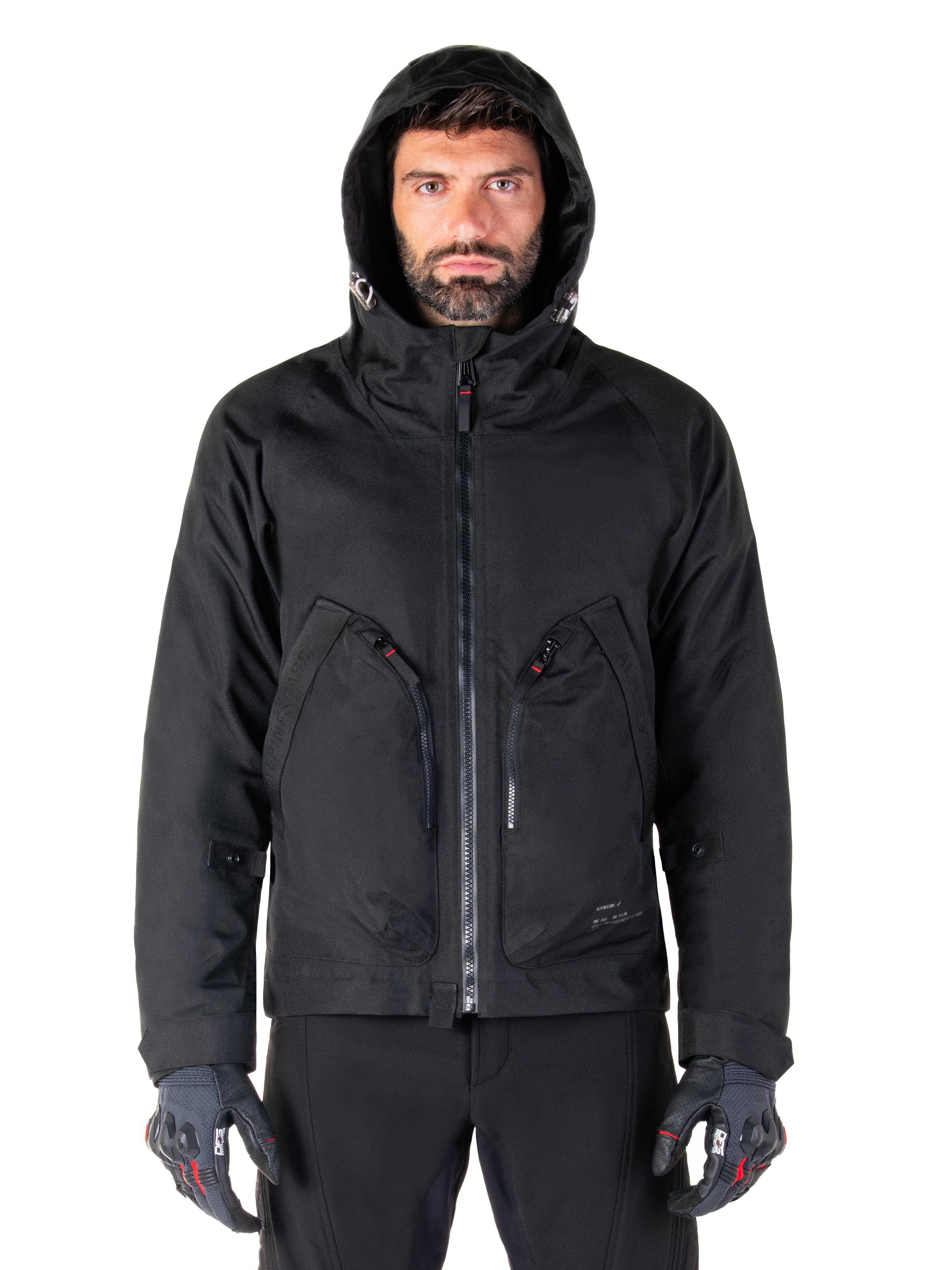 Alpinestars parka imperméable Morush, veste de moto urbaine pour homme, noire, textile avec capuche anti-tempête