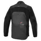 Veste Alpinestars AMT-7 Air, veste de moto, noir Dark Shadow, vue de dos montrant les panneaux de ventilation MATRYX, CORDURA Ripstop sur les épaules et les bras, et marquage Alpinestars Motion Technology.
