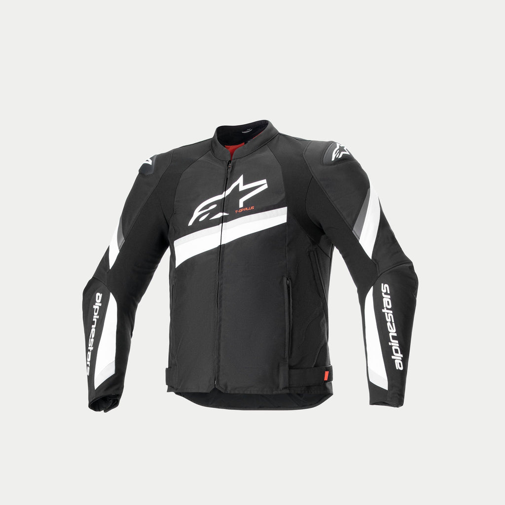 Veste Alpinestars T-GP Plus R V4, veste de moto en textile, noire et blanche, certifiée CE avec protections d'épaules et design compatible Tech-Air