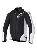 Veste Alpinestars Viper Air V4, veste de moto en textile, noir et blanc, dotée d'un grand logo Astar blanc sur la poitrine, de panneaux en maille perforée pour la circulation de l'air et d'une coupe sport ergonomique pour la conduite sur route
