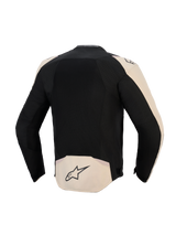 Veste Alpinestars T-SPS Air V2, vue arrière, Noir Mastic Aluminium, veste textile ventilée avec construction en maille, empiècements beige clair sur les épaules et le bas du dos avec logo étoile, design sportif pour la conduite par temps chaud