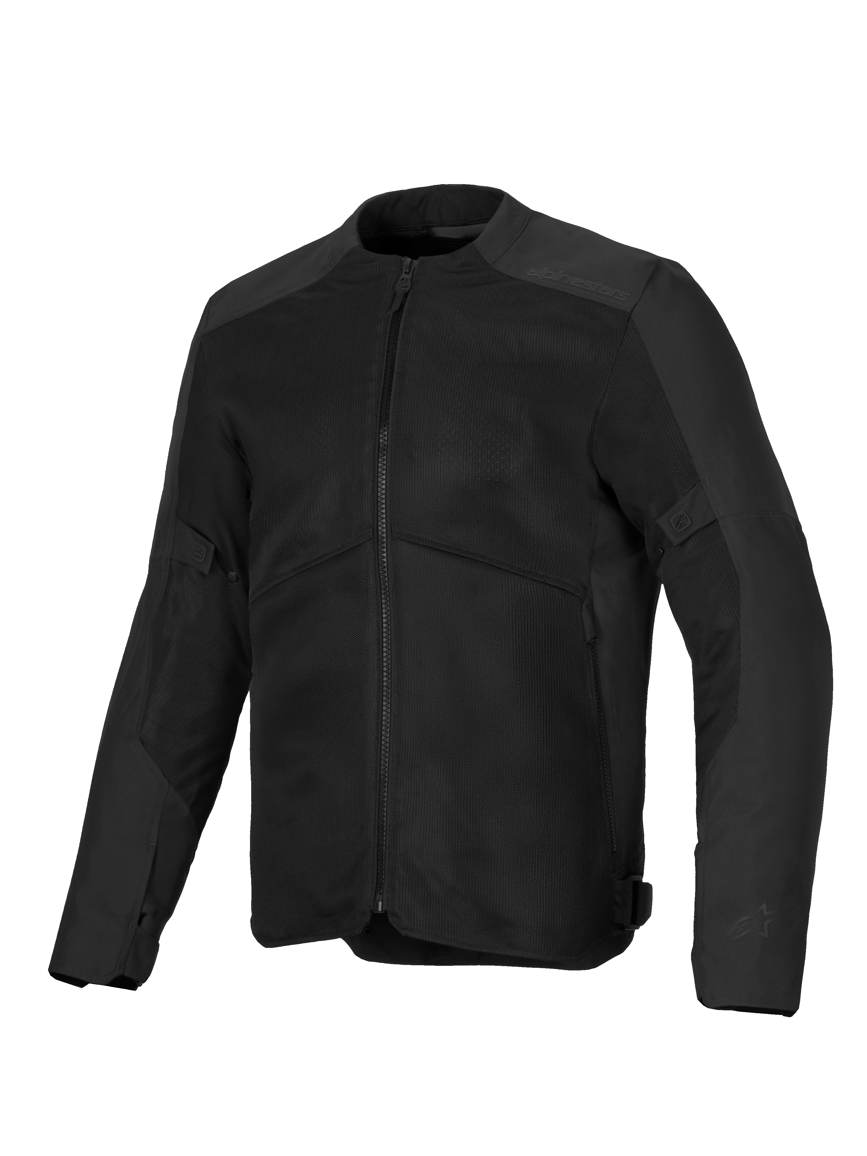 Veste Alpinestars C-1 Air, veste de moto noire avec larges panneaux de ventilation en maille, châssis en poly-tissu 450D, marquage discret embossé sur les épaules, design urbain contemporain pour la conduite par temps chaud