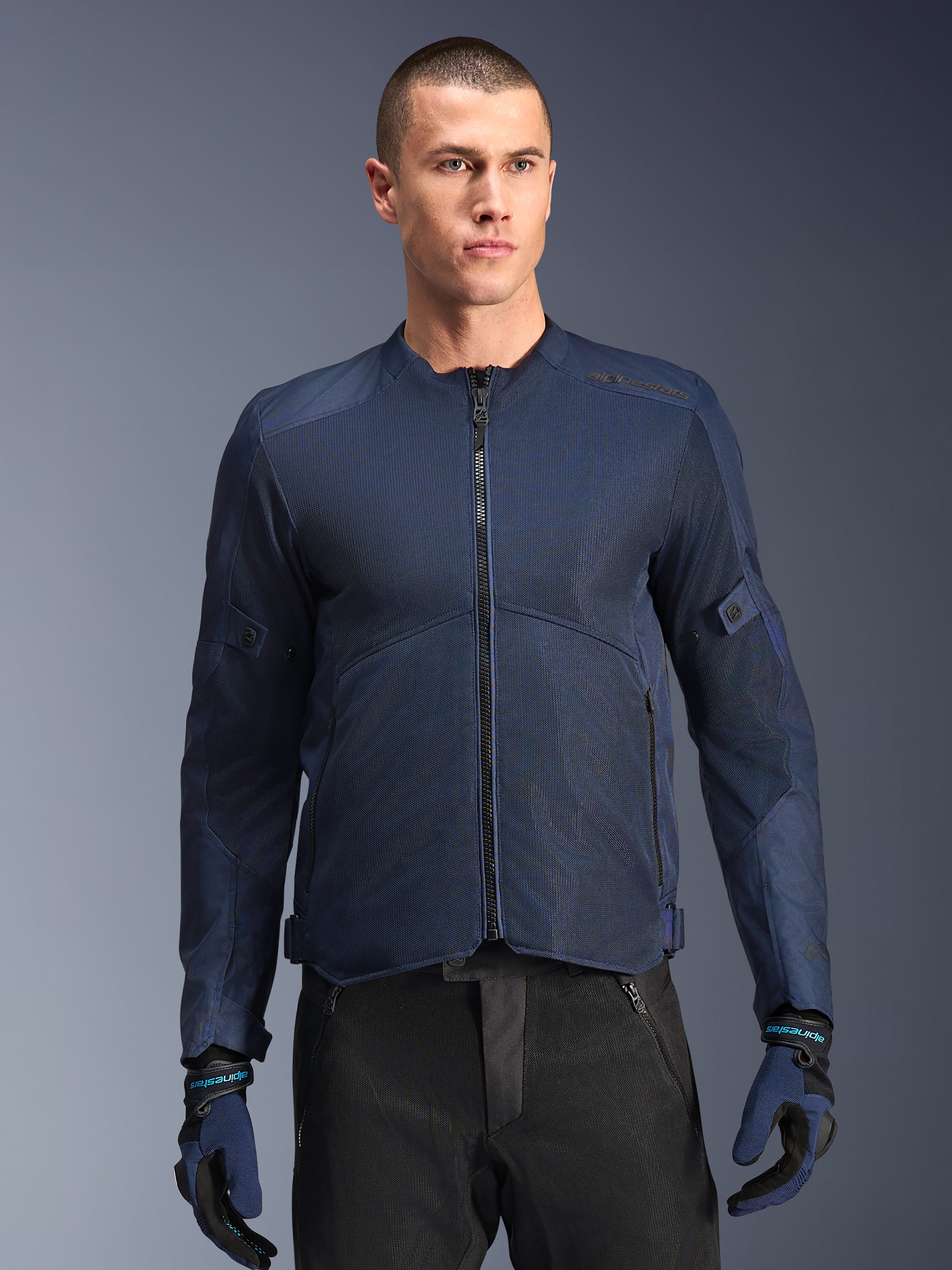 Veste Alpinestars C-1 Air, veste de moto urbaine pour homme, bleue, maille ventilée et protections certifiées CE.