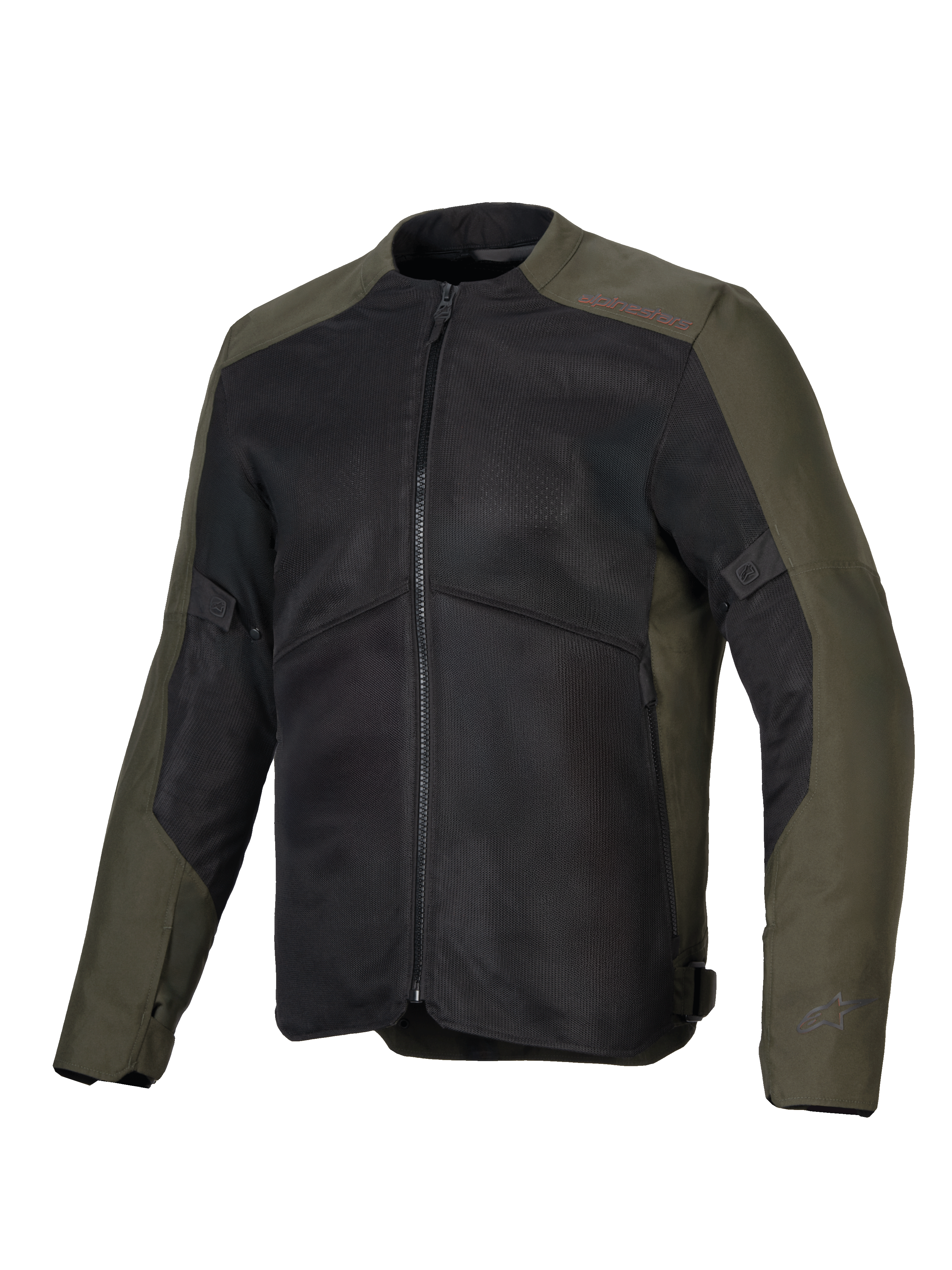 Veste Alpinestars C-1 Air, veste de moto, kaki et noir, dotée de grands panneaux en maille technique pour la ventilation, construction en polyfibre 450D, logos réfléchissants raffinés sur les manches et le col, style urbain contemporain pour les trajets quotidiens et le tourisme