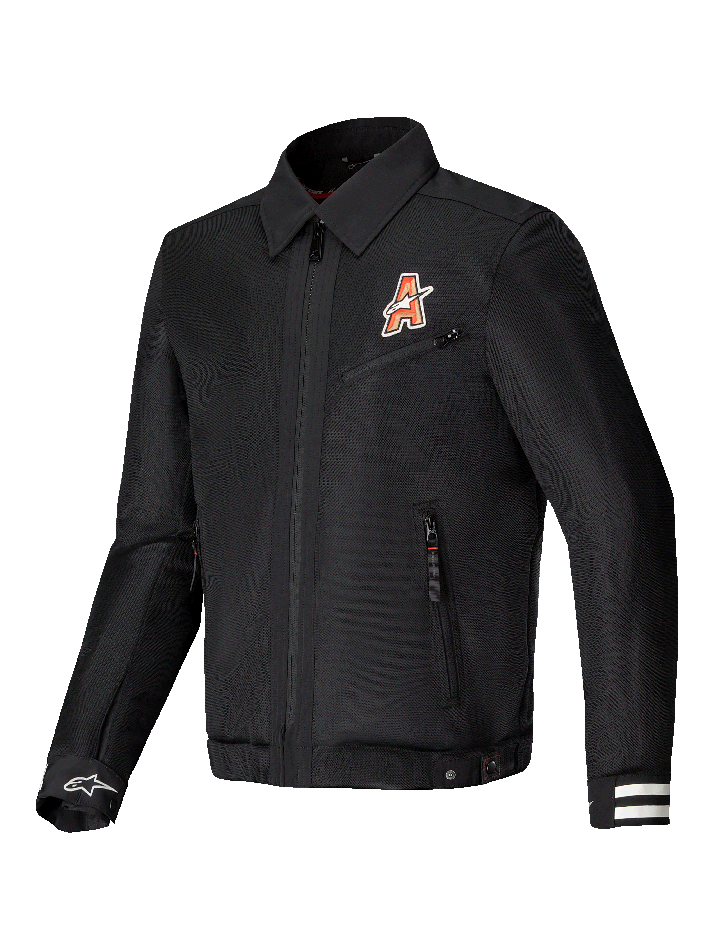 Alpinestars Veste Ignite Air, veste de moto urbaine en maille, noire, avec col de chemise et graphismes inspirés du club