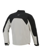 Veste Alpinestars Provoke, vue arrière, noir et gris métal, veste de moto urbaine en textile avec empiècements supérieurs noirs et corps gris métal, dotée d'un petit logo blanc en haut du dos et d'une construction en softshell ripstop